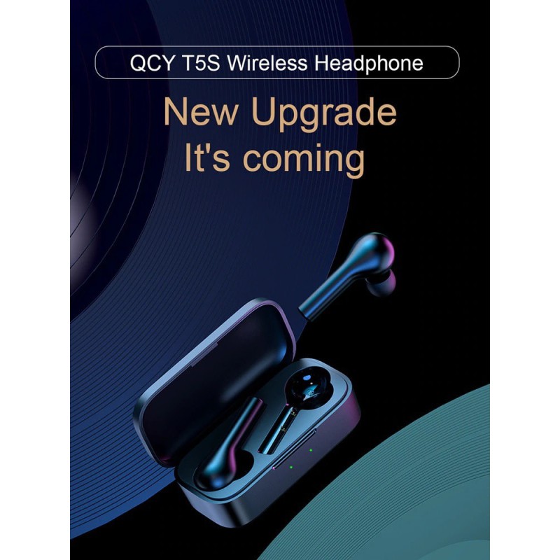 QCY T5 TWS BLACK True Wireless Gaming Earbuds 5.1 Bluetooth Headphones ENC IPX5 Speaker 6mm 5hrs