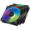 Arctic P12 PWM PST A-RGB - 3 Case Fans 0dB 120mm Pressure optimized PWM controlled speed with PST-A