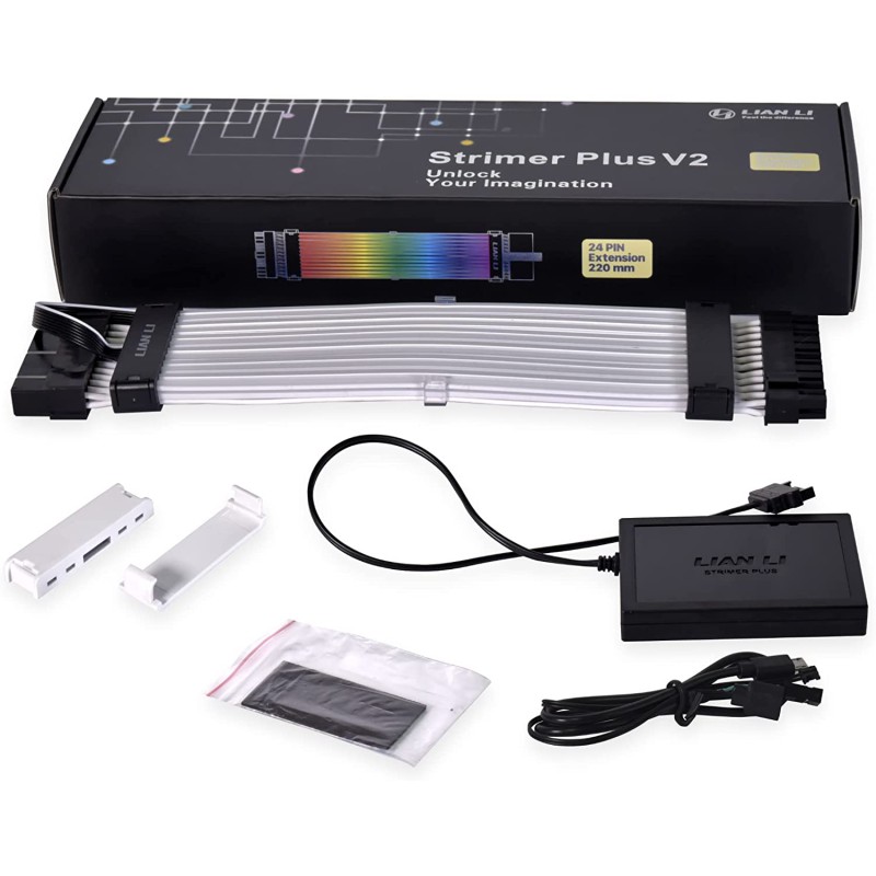Lian Li STRIMER Plus V2 - 24 PC Cable - 120 LED Extension cable for 24 Pin (with Controller)