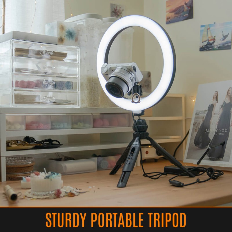 Streamplify Light 10 Streaming Ring Light - Black - 26cm & tripod - selfie stick