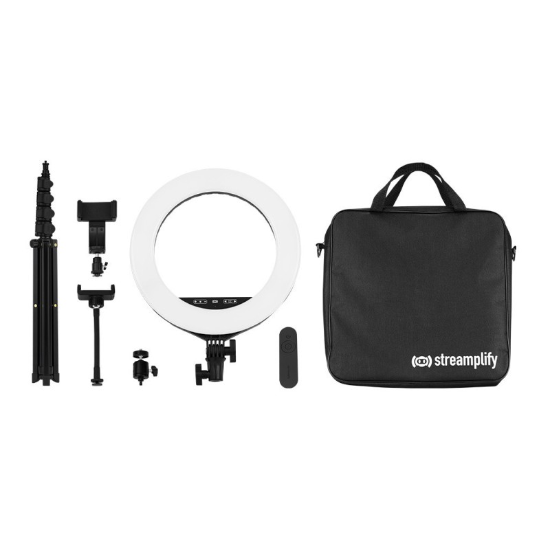 Streamplify Light 14 Streaming Ring Light - Black 36cm & tripod - selfie stick
