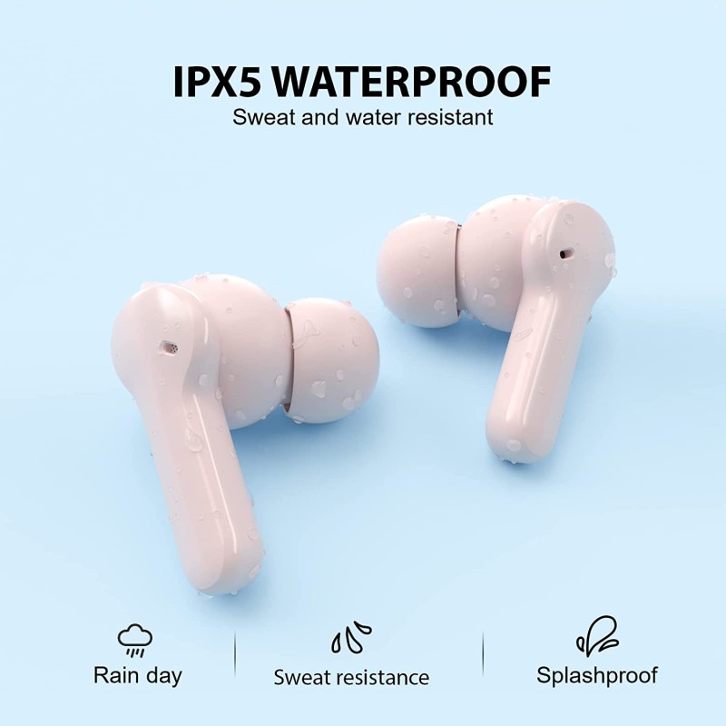 QCY T13 TWS PINK Dual Driver 4-mic noise cancel. True Wireless Earbuds - Quick Charge 380mAh