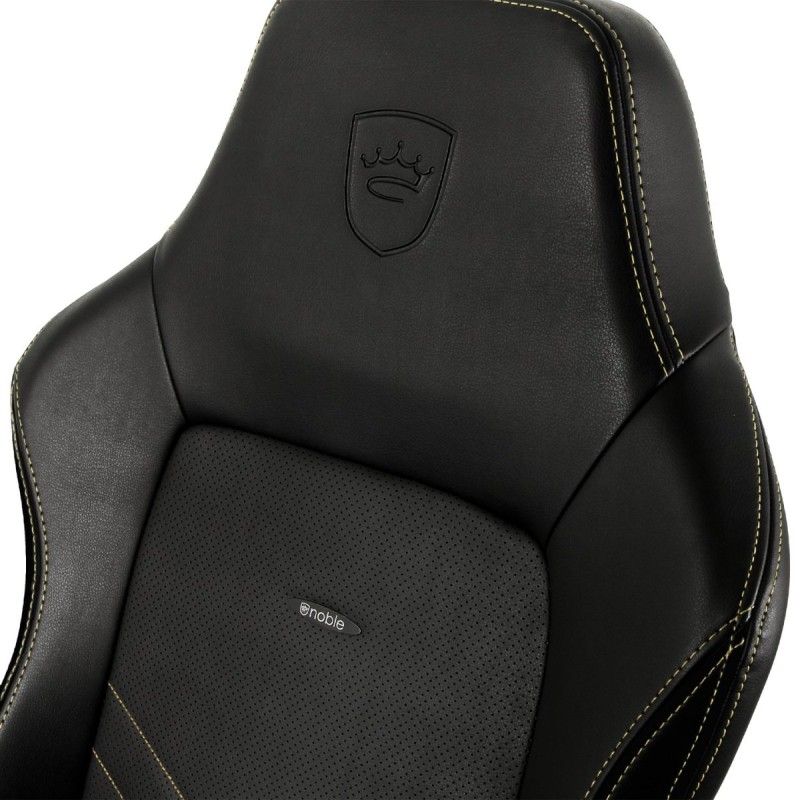 noblechairs HERO Gaming Chair - cold foam, steel armrests,  60mm casters, 150kg - black/gold