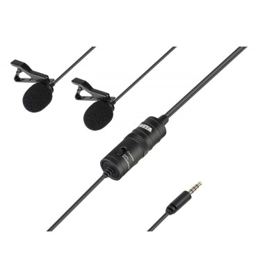BOYA BY-M1DM wired mic Dual Lavalier Microphone