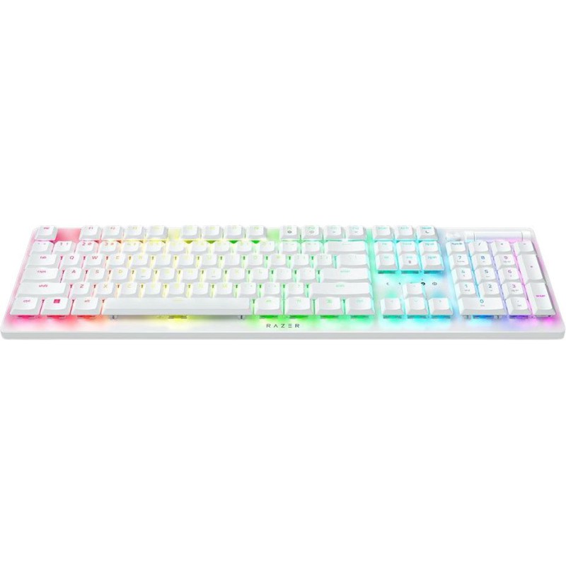 Razer DEATHSTALKER V2 PRO White – Wireless – Low Profile  – Clicky Optical Switches - RGB