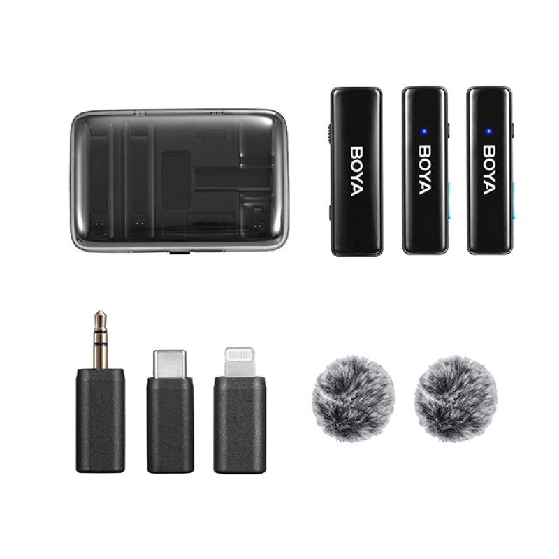BOYALINK Mobile Wireless Mic for Android (USB-C) iPhone IOS and 3,5 TRS (laptop) 2 person vlog