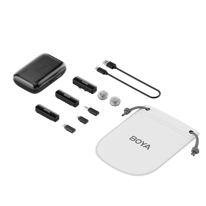 BOYALINK Mobile Wireless Mic for Android (USB-C) iPhone IOS and 3,5 TRS (laptop) 2 person vlog