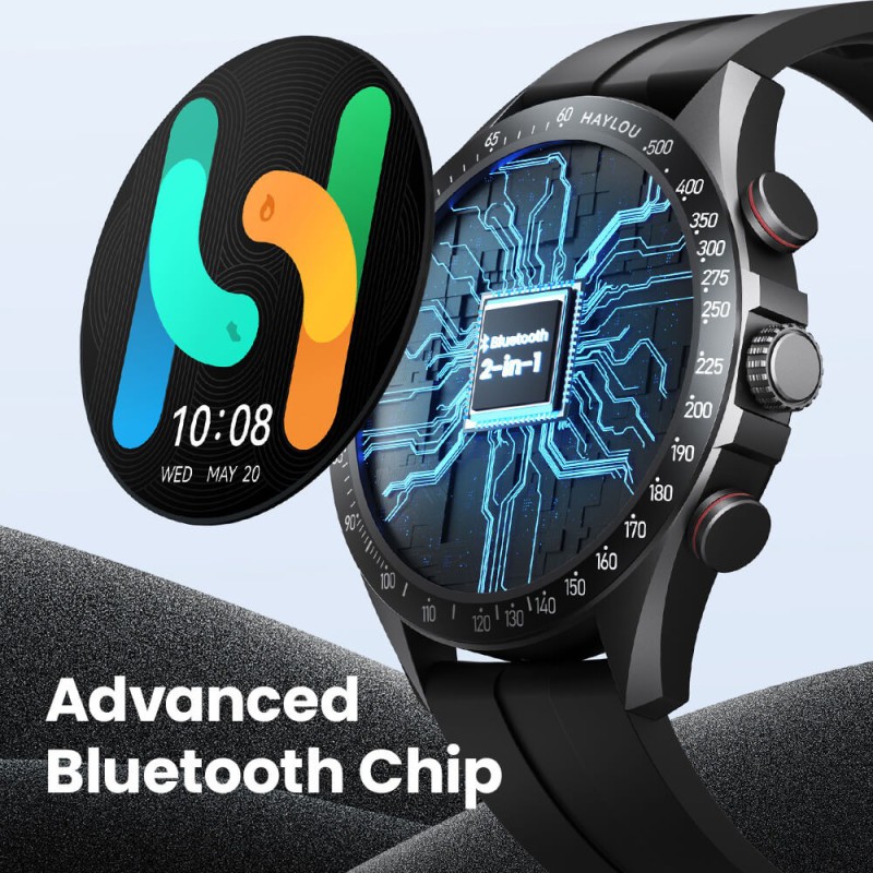 Haylou Solar Pro Black -  Call Watch 1,43 AMOLED 466x466 20d 100 faces BT5.3 IPX8 Waterproof