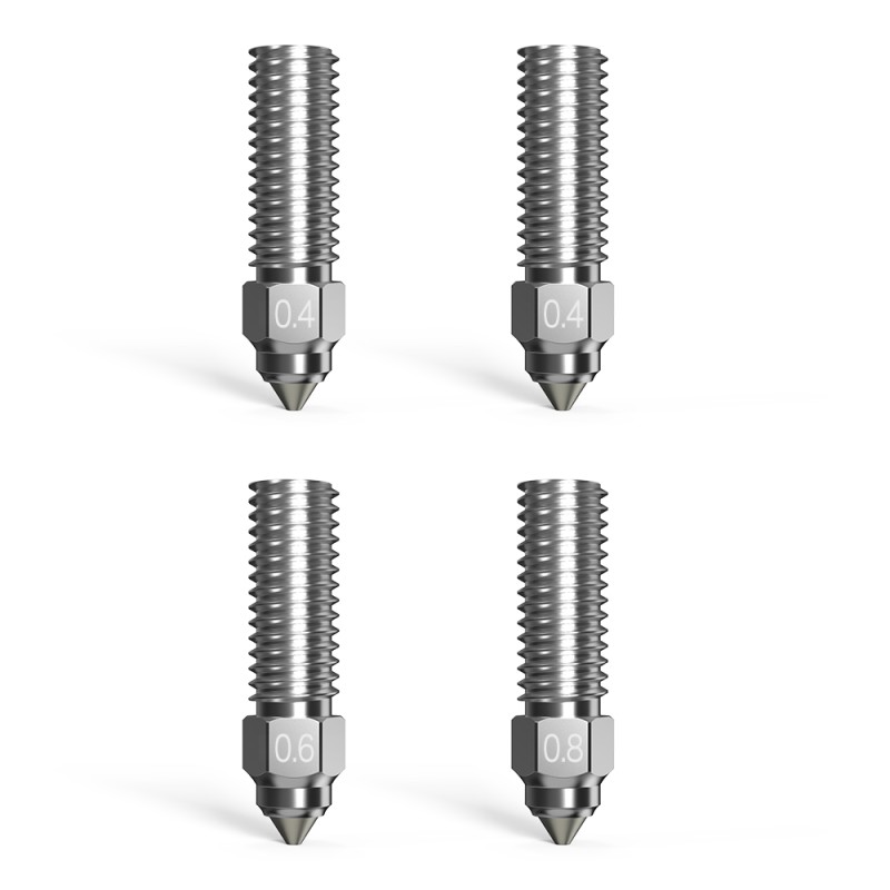 CREALITY High Flow Nozzle Kit x4 - K1, K1 Max, Ender-3 V3 KE 2x0.4 1x0.6 1x0.8 steel chrom. zirc.