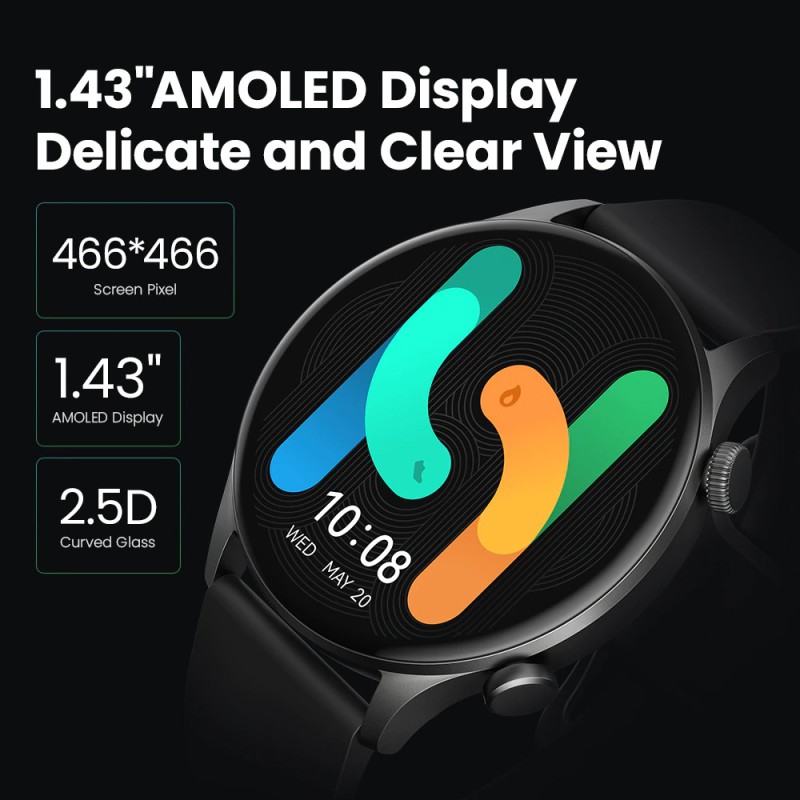 Haylou RT3 Solar Plus Black - Call Watch 1,43 AMOLED 466x466 7d BT5.3 IP68 Waterproof