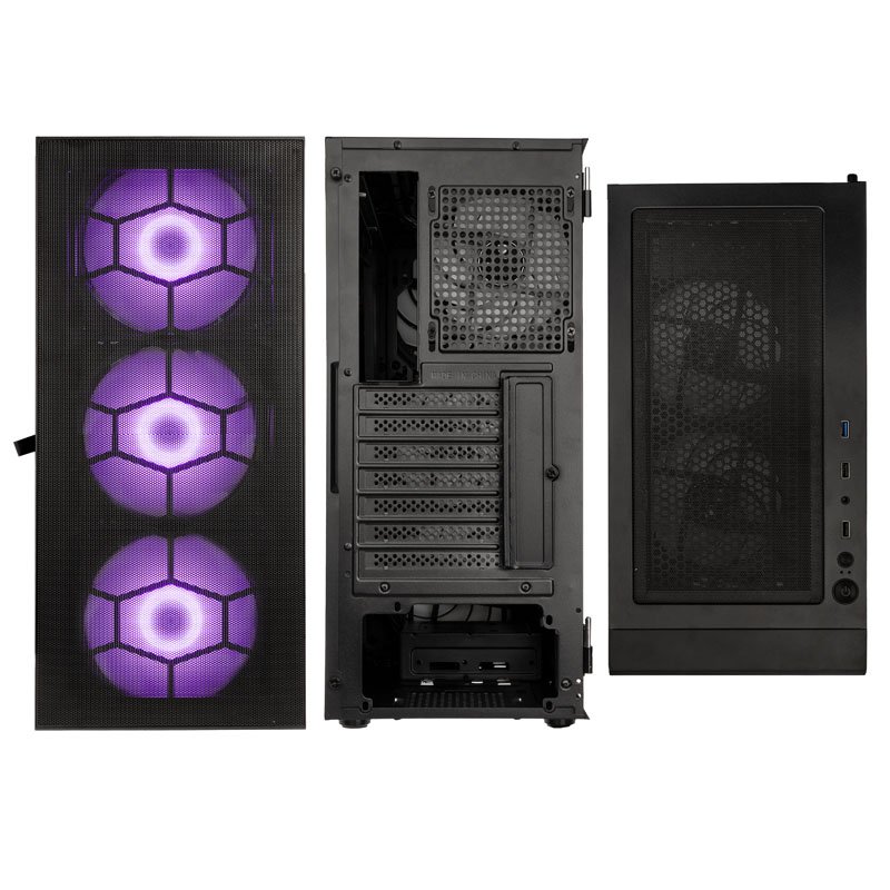 Kolink Observatory HF Plus Mesh ARGB PWM Midi Tower Case - Black (with 6x120mm ARGB PWM Fans)