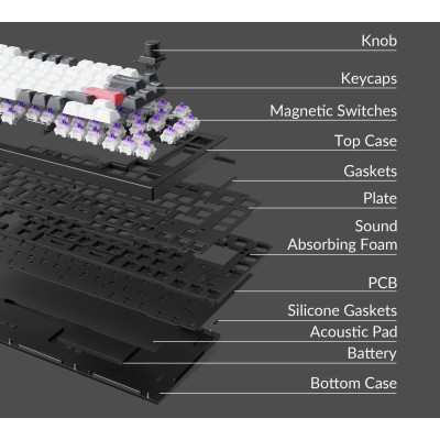 Keychron Q1 HE (Q1H-M1) QMK Wireless Custom Hall Effect Keyboard Purple Switch 75% US Layout