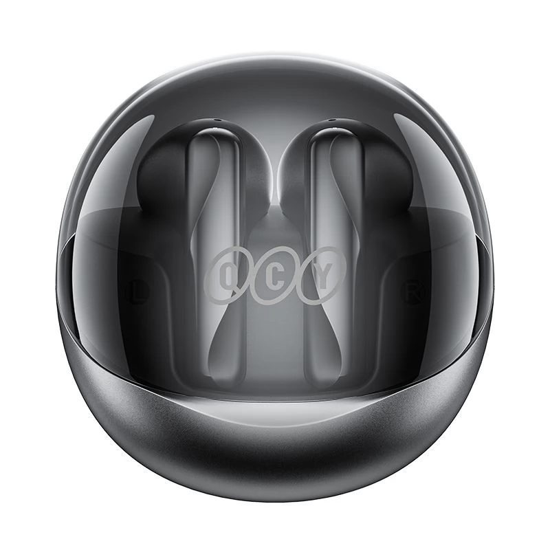 QCY Ailypods Clear Black - Semi-Ear 13mm driver, wind cancel ENC for calls, NCVM & Air case TWS BT