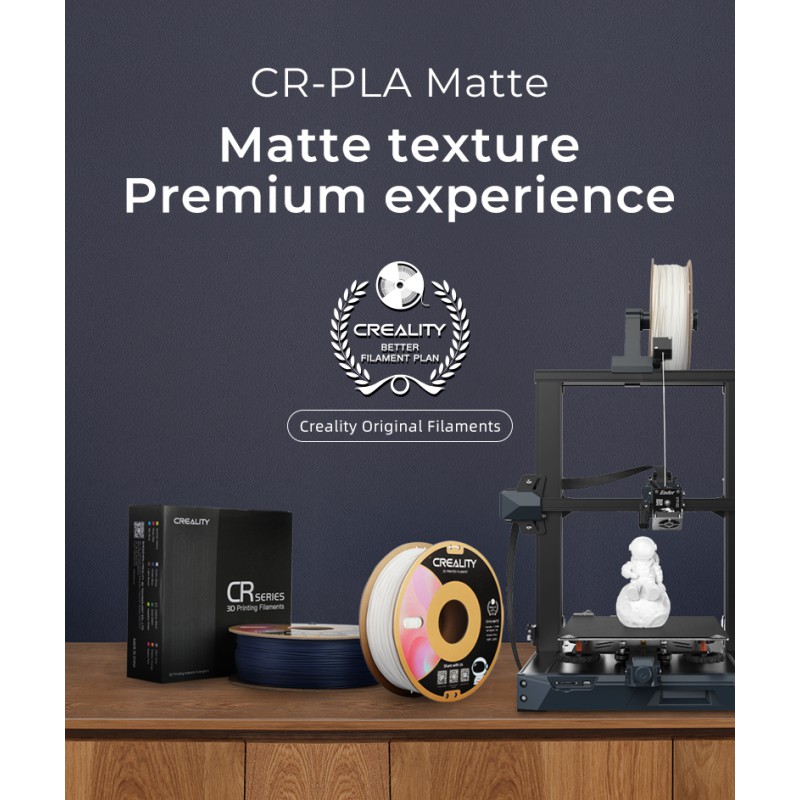 CREALITY CR-PLA Matte Grey, 3D Printer Filament 1 kg Spool,1.75mm (3301010299 gray)