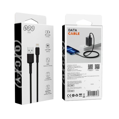 QCY USB-A to Lightning 20, 21.6W iPhone braided wire Cable Fast Charging & Data, 60W TPE+ 1,2m
