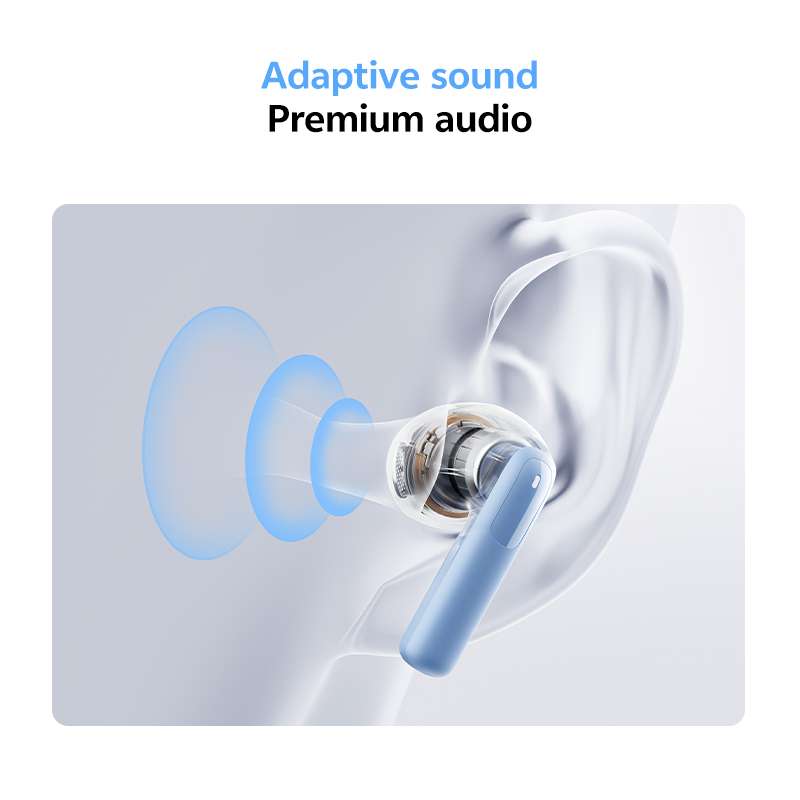 QCY AilyBuds E20 Black- Hybrid ANC Semi-Ear TWS earbuds 6mics 13mm dynamic driver IPX4 BT5.4 35h