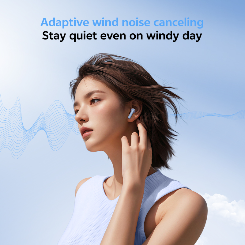 QCY AilyBuds E20 Black- Hybrid ANC Semi-Ear TWS earbuds 6mics 13mm dynamic driver IPX4 BT5.4 35h