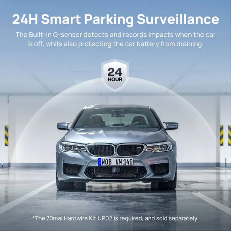 70mai A800S-1 Front & Rear Dash Cam 4k w. screen set w. RC06 Rearview Cam - 2160p 140FOV 500mAh Car